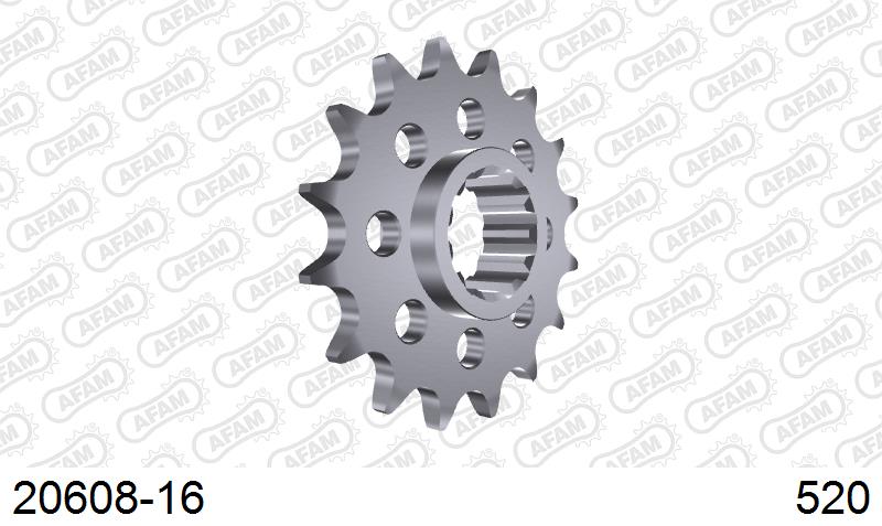AFAM Front Sprocket, 520 conversion, Steel - 16T (orig size) (20608-16)