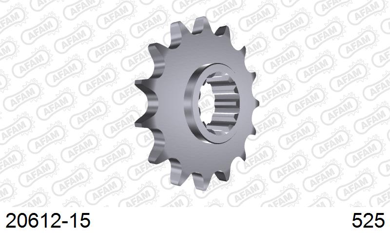 AFAM Front Sprocket, 525 (OE Pitch), Steel - 15T, 118 links reqd (20612-15)