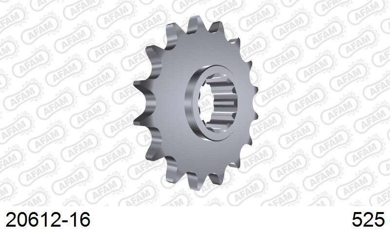 AFAM Front Sprocket, 525 (OE Pitch), Steel - 16T (orig size) (20612-16)