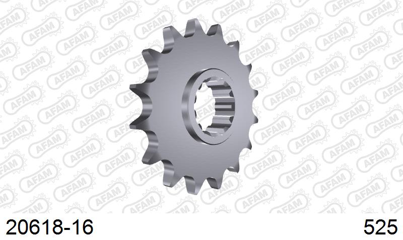 AFAM Front Sprocket, 525 (OE Pitch), Steel - 16T, 110 links reqd – Honda Crossrunner 800 2015–2019 / Honda VFR800 Vtec 2014–2019