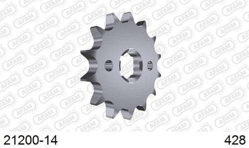 AFAM Front Sprocket, 428 (OE Pitch), Steel - 14T (orig size) (21200-14)