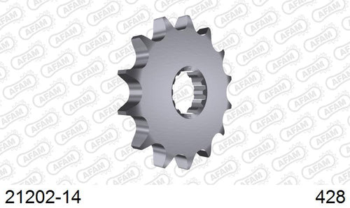 AFAM Front Sprocket, 428 (OE Pitch), Steel - 14T, 136 links reqd (21202-14)