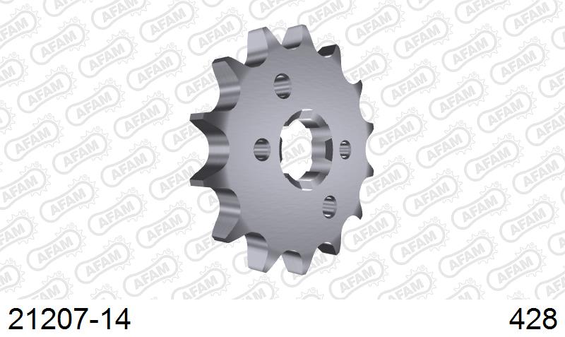 AFAM Front Sprocket, 428 (OE Pitch), Steel - 14T (orig size) (21207-14)