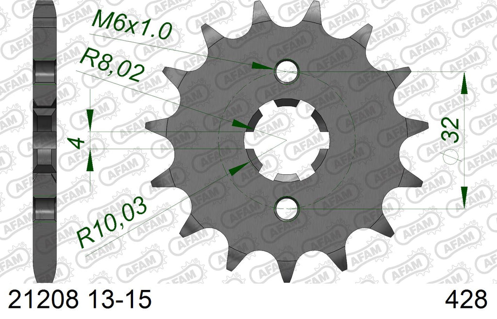 AFAM Front Sprocket, 428 (OE Pitch), Steel - 14T (orig size) (21208-14)