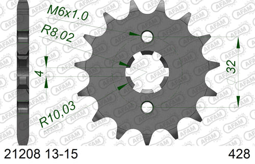 AFAM Front Sprocket, 428 (OE Pitch), Steel - 14T (orig size) (21208-14)