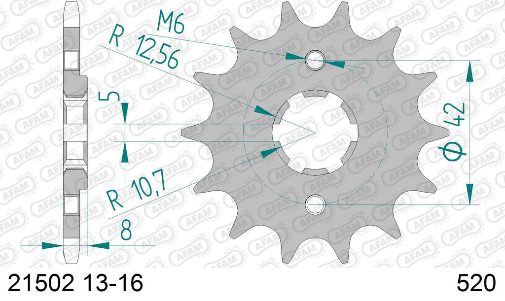 AFAM Front Sprocket, 520 (OE Pitch), Steel - 15T (orig size) (21502-15)