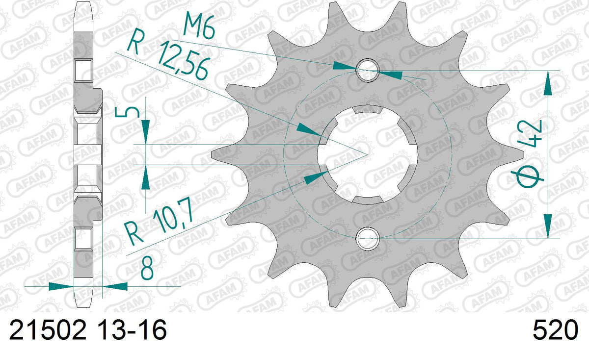 AFAM Front Sprocket, 520 (OE Pitch), Steel - 15T (orig size) (21502-15)