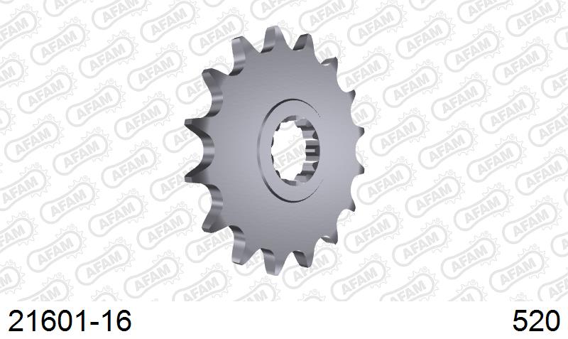 AFAM Front Sprocket, 520 (OE Pitch), Steel - 16T (orig size) – Kawasaki ZX-6R 2007–2022 / Yamaha XTZ750 Super Tenere 1989–1996