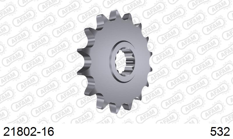 AFAM Front Sprocket, 532 conversion, Steel - 16T (orig size) (21802-16)