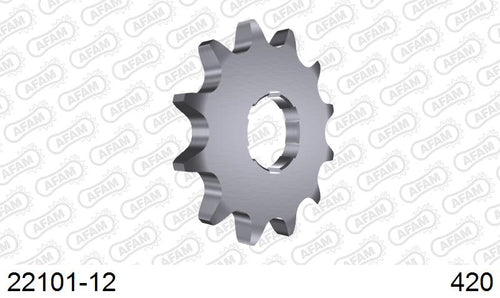 AFAM Front Sprocket, 420 (OE Pitch), Steel - 12T (orig size) (22101-12)