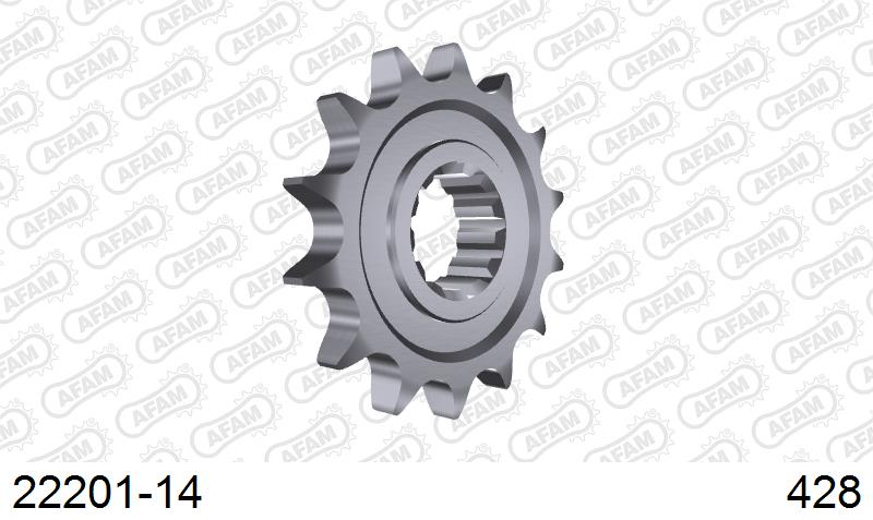 AFAM Front Sprocket, 428 (OE Pitch), Steel - 14T (orig size) – Kawasaki KLX125 2004–2006 / Suzuki DRZ125 2009–2020