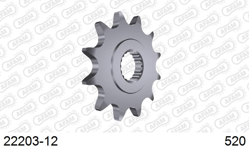 AFAM Front Sprocket, 520 (OE Pitch), Steel - 12T (orig size) – Suzuki RM-Z 250 2007–2012 / Suzuki RM125 1987–2008
