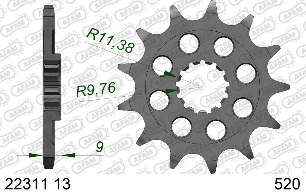 AFAM Front Sprocket, 520 (OE Pitch), Steel - 13T (orig size) – Suzuki RM-Z 250 2013–2026