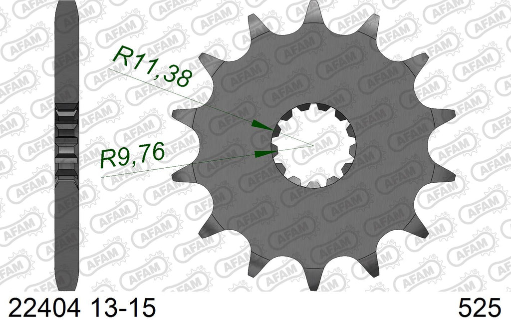 AFAM Front Sprocket, 525 (OE Pitch), Steel - 14T (orig size) (22404-14)