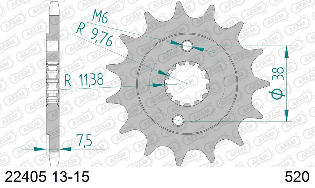 AFAM Front Sprocket, 520 (OE Pitch), Steel - 14T (orig size) (22405-14)