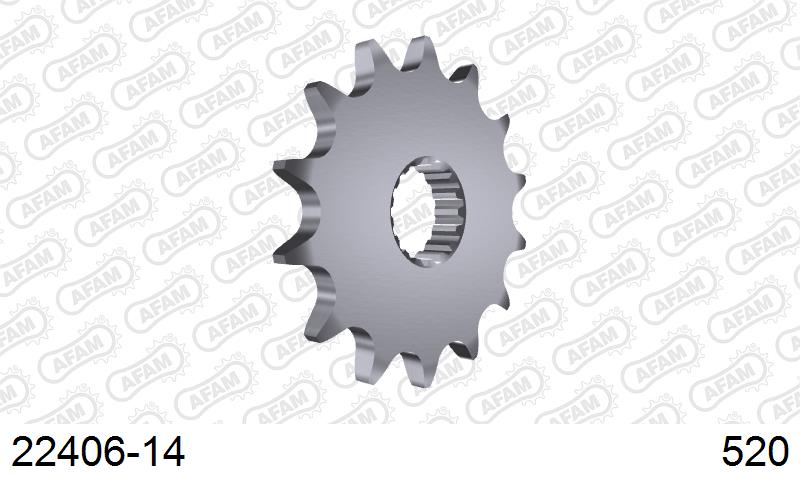AFAM Front Sprocket, 520 (OE Pitch), Steel - 14T (orig size) – Suzuki RM-X450Z 2010–2017 / Suzuki RM-Z 450 R 2005–2014
