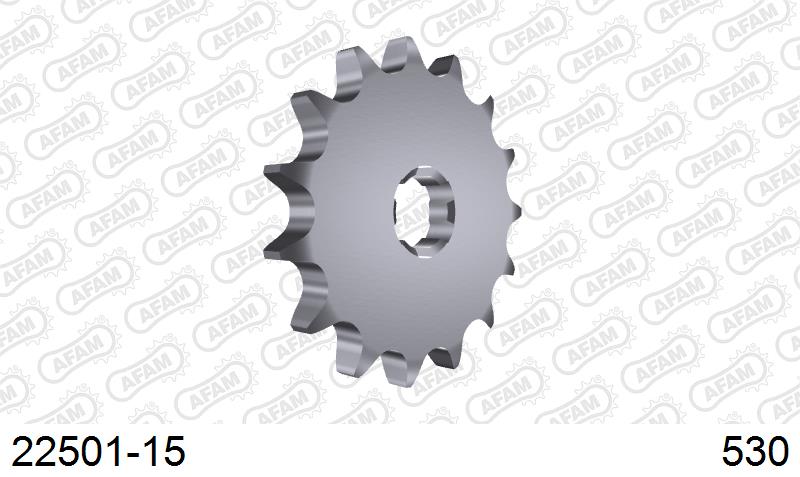 AFAM Front Sprocket, 530 (OE Pitch), Steel - 15T (orig size) – Suzuki GT500 1976–1977 / Suzuki T500 Titan 1970–1973