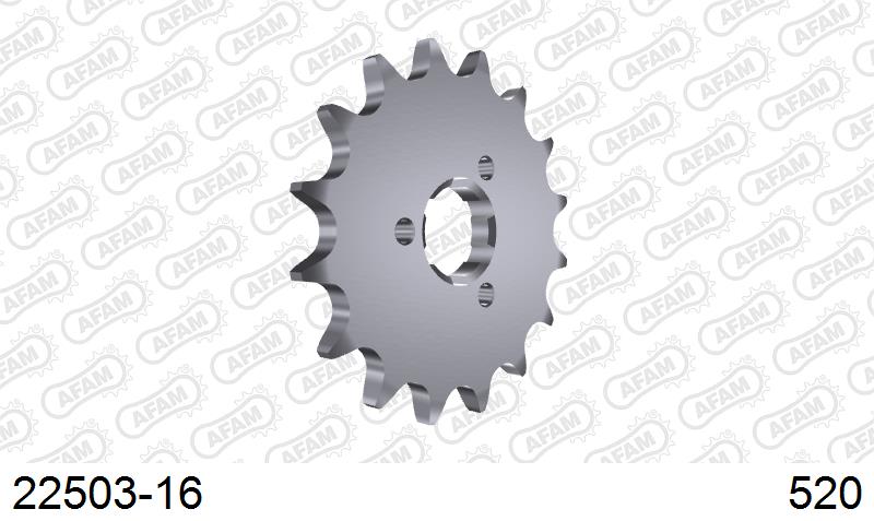 AFAM Front Sprocket, 520 (OE Pitch), Steel - 16T (orig size) – Suzuki DR 600 S F,G,H,J,K 1985–1989 / Suzuki DR650 1990–1996