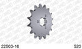 AFAM Front Sprocket, 520 (OE Pitch), Steel - 16T (orig size) – Suzuki DR 600 S F,G,H,J,K 1985–1989 / Suzuki DR650 1990–1996