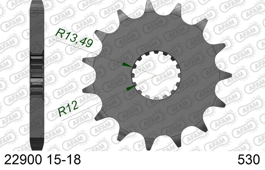 AFAM Front Sprocket, 530 (OE Pitch), Steel - 18T (orig size) – Suzuki B King (1300cc) 2008–2012 / Suzuki GSX1300R Hayabusa 2008–2026