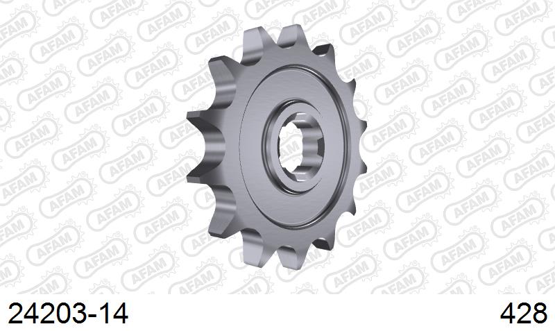 AFAM Front Sprocket, 428 (OE Pitch), Steel - 14T (orig size) – Kawasaki KLX125 2010–2011