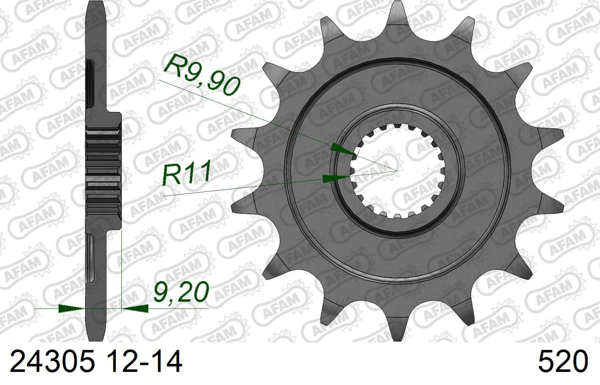 AFAM Front Sprocket, 520 (OE Pitch), Steel - 13T (orig size) – Kawasaki KX250 / X / XC 2021–2026 / Kawasaki KX250F 2006–2016