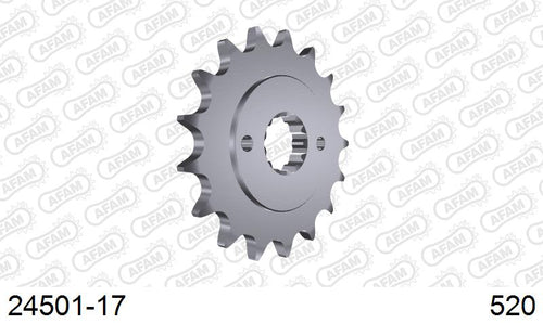 AFAM Front Sprocket, 520 (OE Pitch), Steel - 17T, 110 links reqd (24501-17)