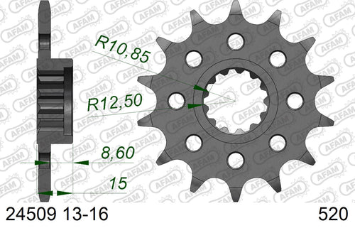 AFAM Front Sprocket, 520 (OE Pitch), Steel - 15T (orig size) (24509-15)