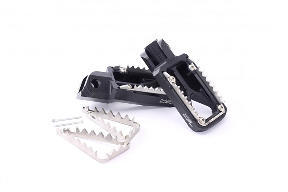 MG Biketec Enduro / SM foot peg set incl. stainless inserts & sliders (2600-653014)