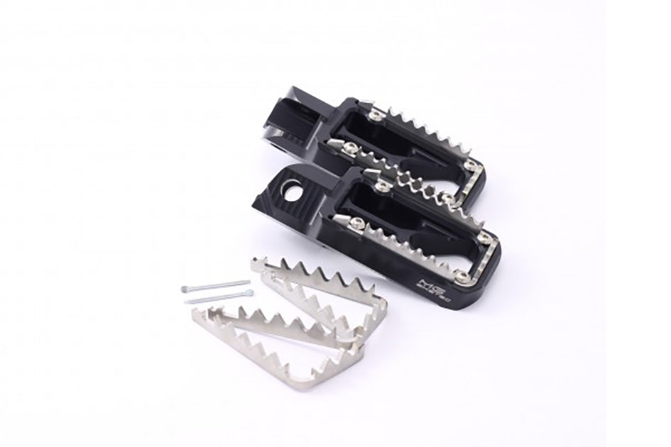 MG Biketec Enduro / SM foot peg set incl. stainless inserts & sliders (2600-653014)
