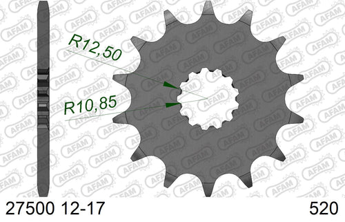 AFAM Front Sprocket, 520 (OE Pitch), Steel - 13T (orig size) (27500-13)