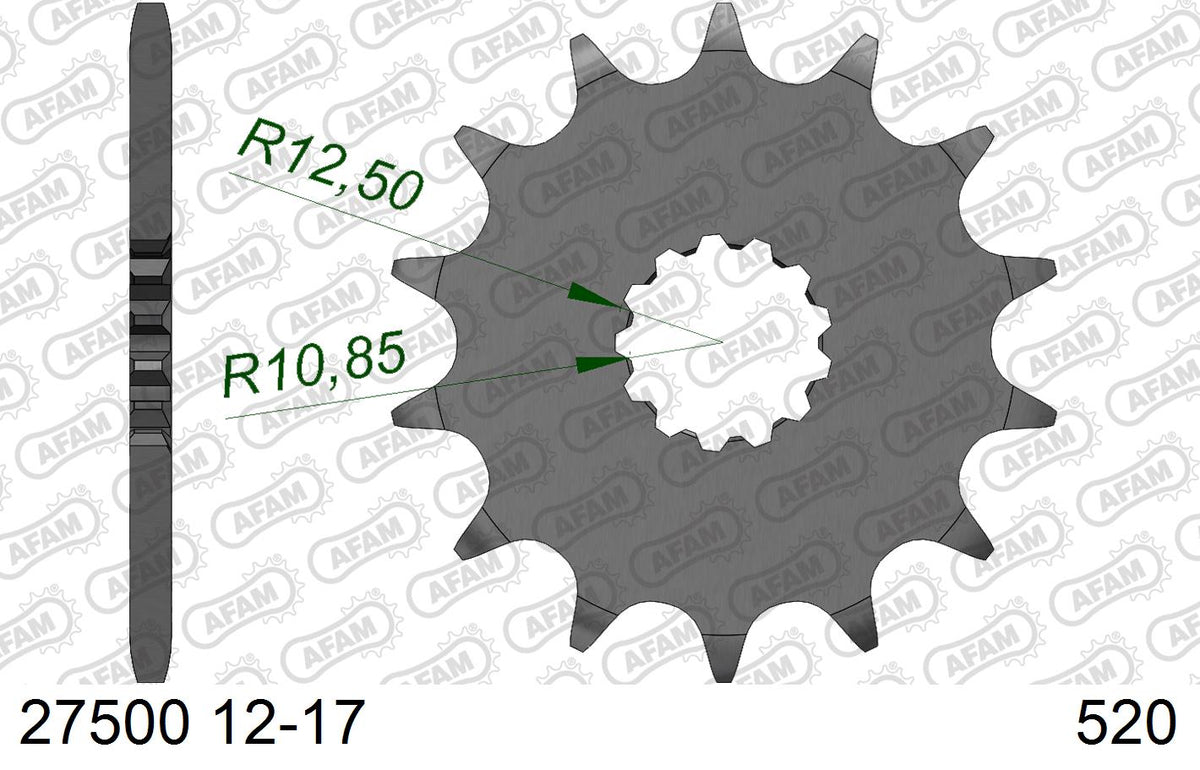AFAM Front Sprocket, 520 (OE Pitch), Steel - 15T (orig size) (27500-15)