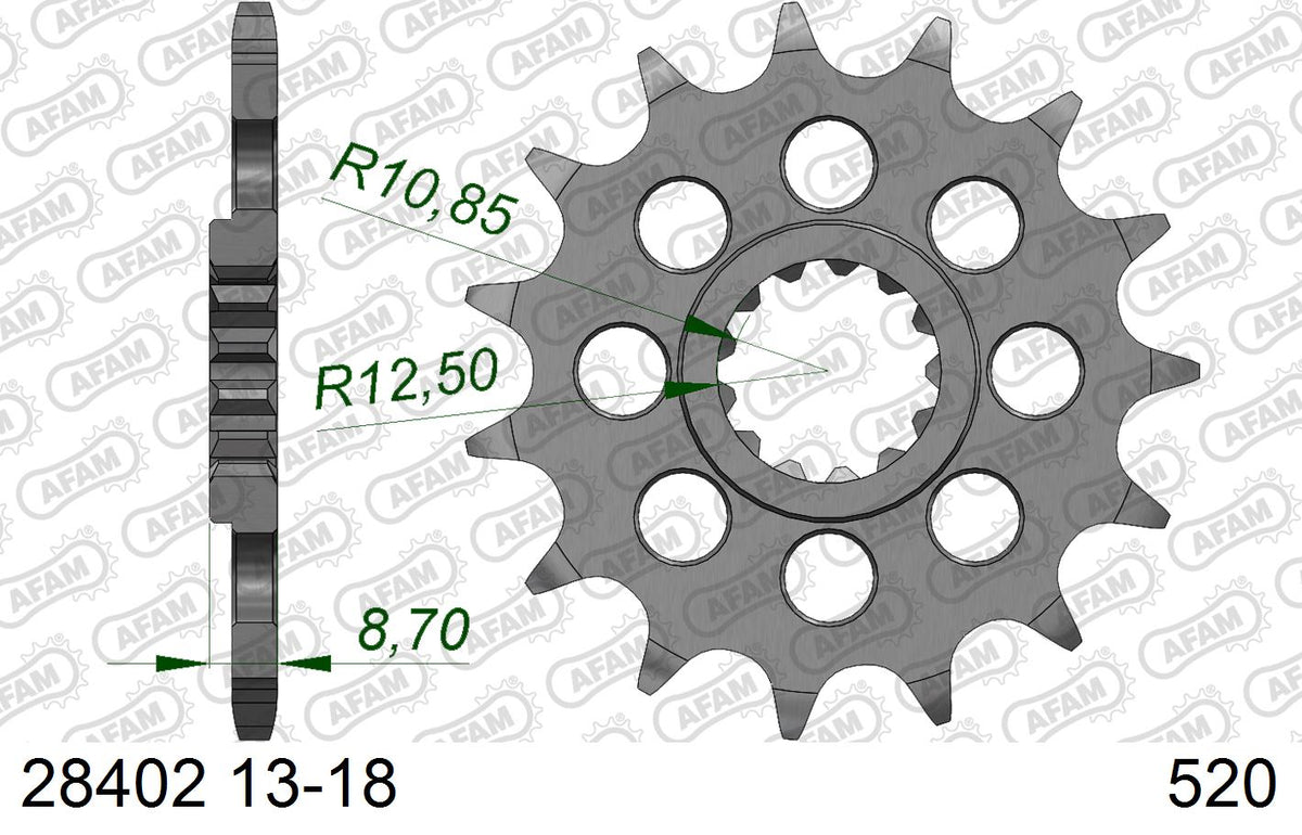 AFAM Front Sprocket, 520 conversion, Steel - 16T (orig size) (28402-16)