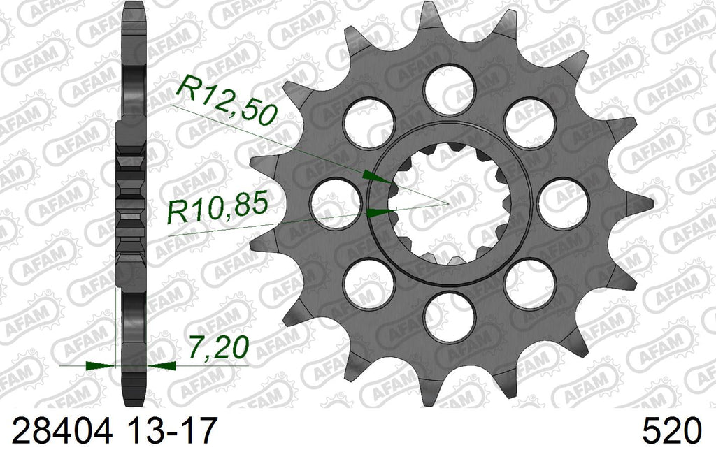 AFAM Front Sprocket, 520 conversion, Steel - 15T, 110 links reqd (28404-15)