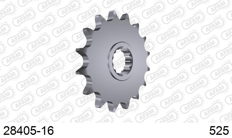 AFAM Front Sprocket, 525 (OE Pitch), Steel - 16T, 114 links reqd
