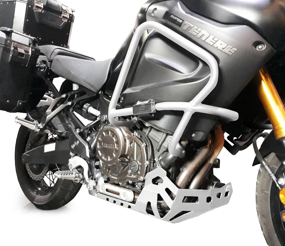 Crosspro Aluminium Crash Bar White - Compatible with OEM Skid Plate – Yamaha XT1200Z Super Tenere 2010–2014