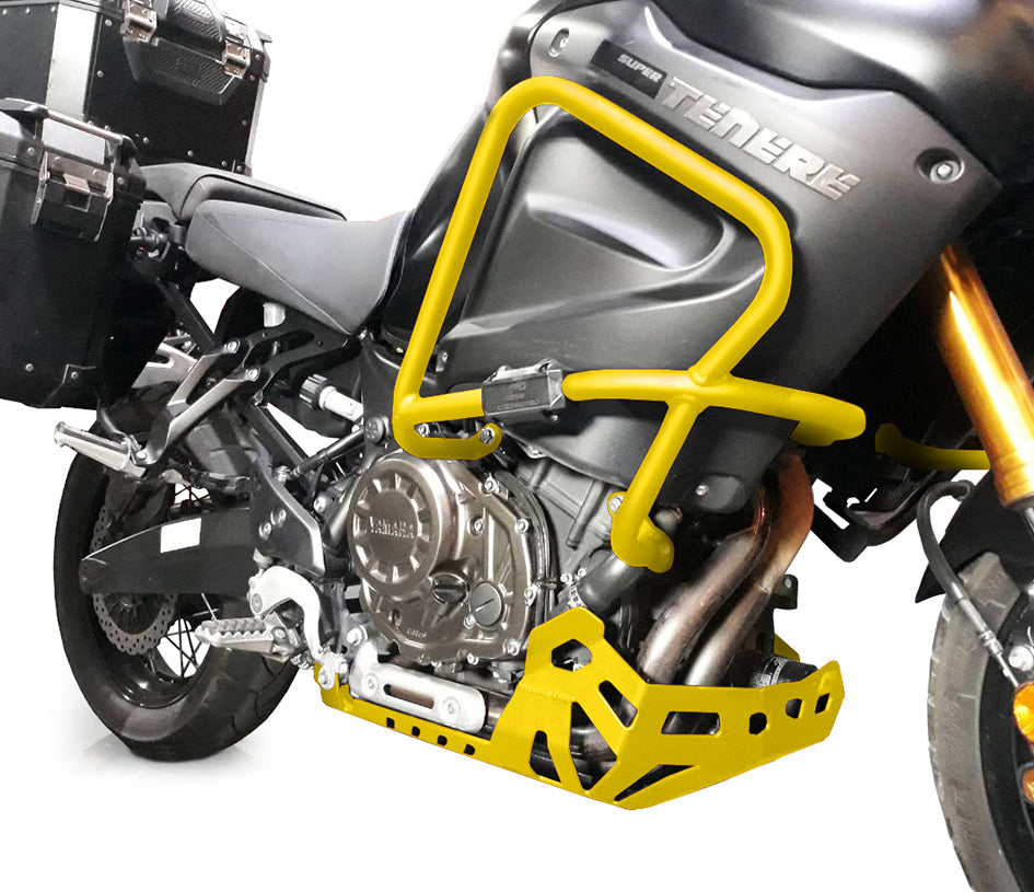 Crosspro Aluminium Crash Bar Yellow - Compatible with OEM Skid Plate – Yamaha XT1200Z Super Tenere 2010–2014