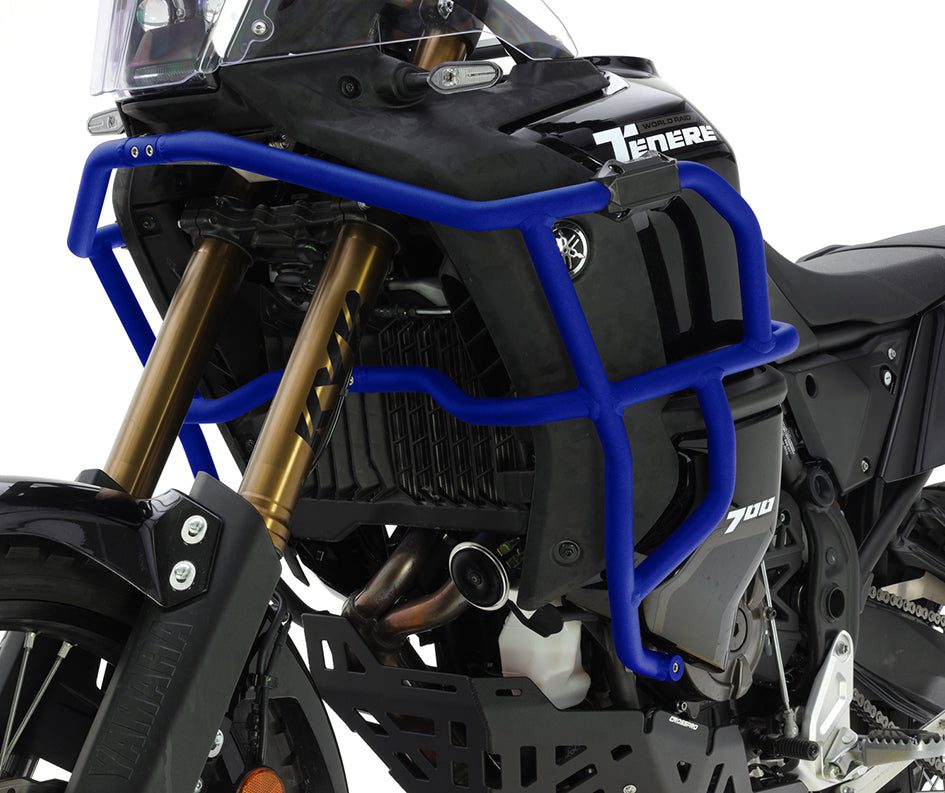Crosspro Aluminium Crash Bar Blue - World Raid; Compatible with OEM Skid Plate – Yamaha Tenere 700 2022–2025