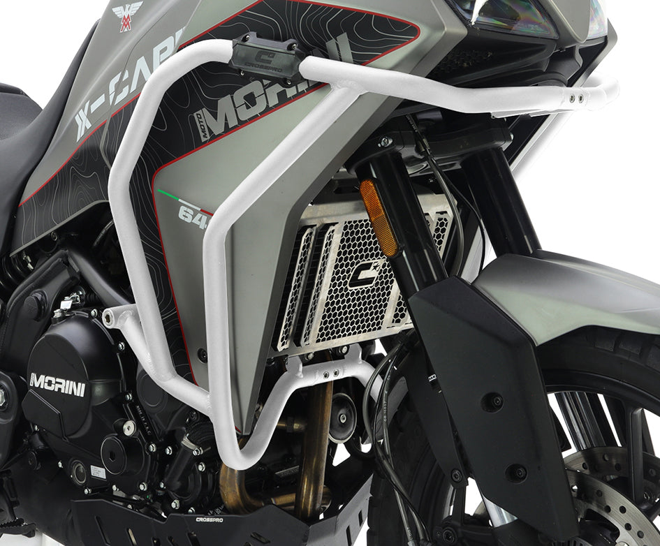 Crosspro Aluminium Crash Bar White - Compatible with OEM Skid Plate – Moto Morini X-Cape 650 2022–2026
