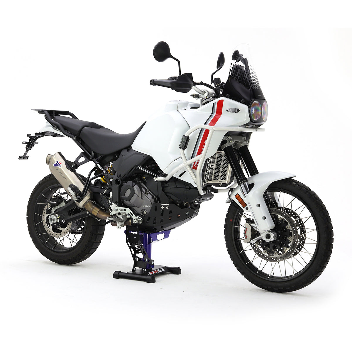 Crosspro Aluminium Crash Bar White - Compatible with OEM Skid Plate – Ducati DesertX 2022–2025
