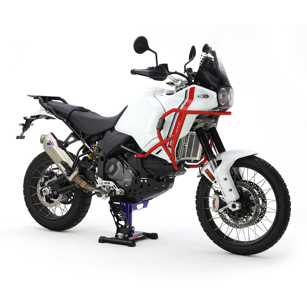 Crosspro Aluminium Crash Bar Red - Compatible with OEM Skid Plate – Ducati DesertX 2022–2025