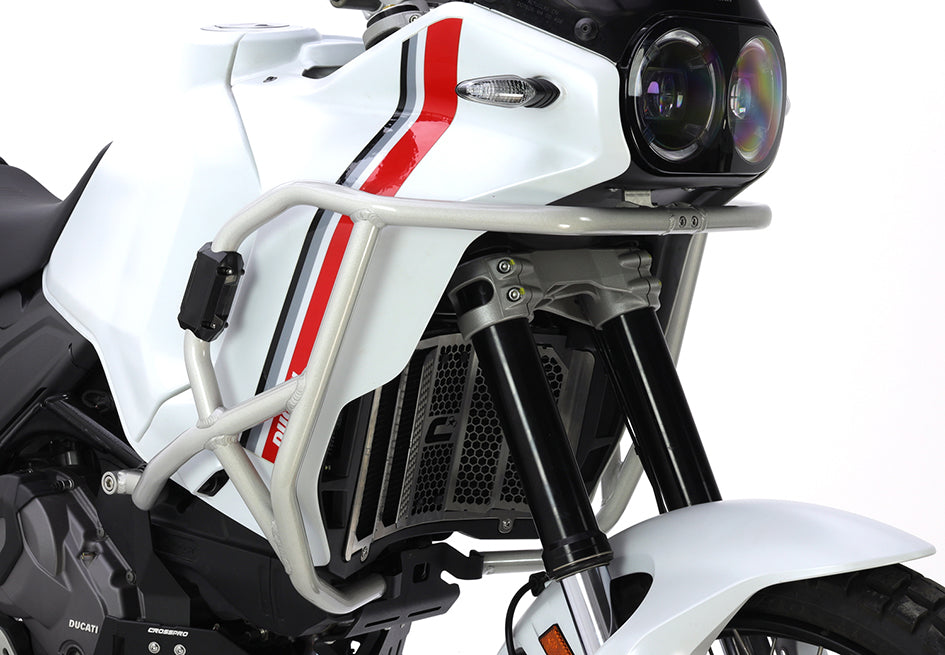 Crosspro Aluminium Crash Bar Ice Polish Protected - Compatible with OEM Skid Plate – Ducati DesertX 2022–2025