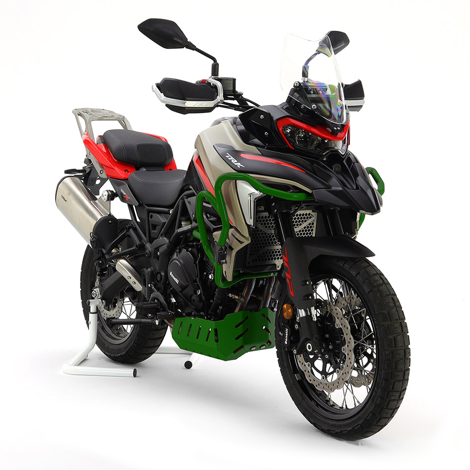 Crosspro Aluminium Crash Bar Green - Compatible with OEM Skid Plate – Benelli TRK 702X 2023–2026