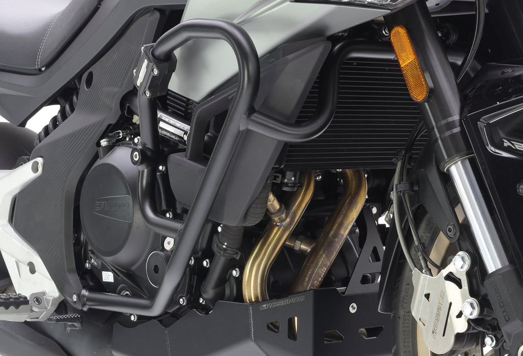 Crosspro Aluminium Crash Bar Textured Black - Compatible with OEM Skid Plate – CFMoto 700 MT 2024