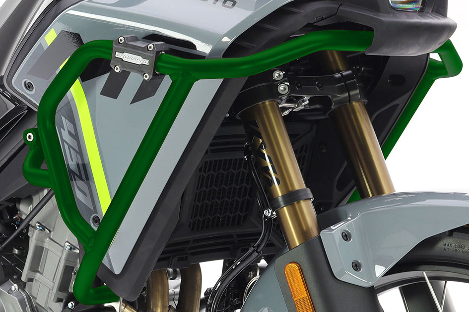 Crosspro Aluminium Crash Bar Green - UPPER-Compatible with OEM Skid Plate – CFMoto 450 MT 2024–2026