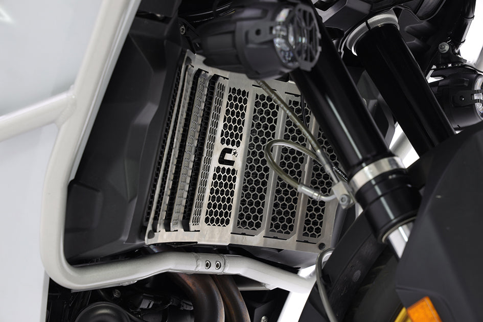 Crosspro Front Radiator Guard, Brushed Stainless – BMW F850GS Adventure 2021–2023