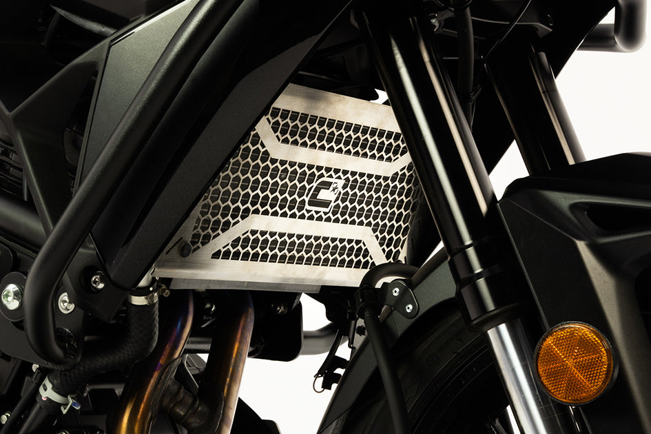 Crosspro Front Radiator Guard, Brushed Stainless – Kawasaki Versys 650 2022–2024