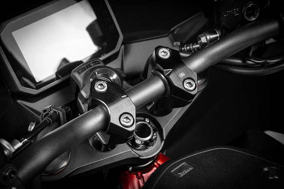 Gilles Adjustable Handlebar Risers, Black - Requires Gilles GTO 28.6mm Diameter Bars or Gilles Reducer Kit to use OE Bars – Honda CB750 Hornet 2023–2026
