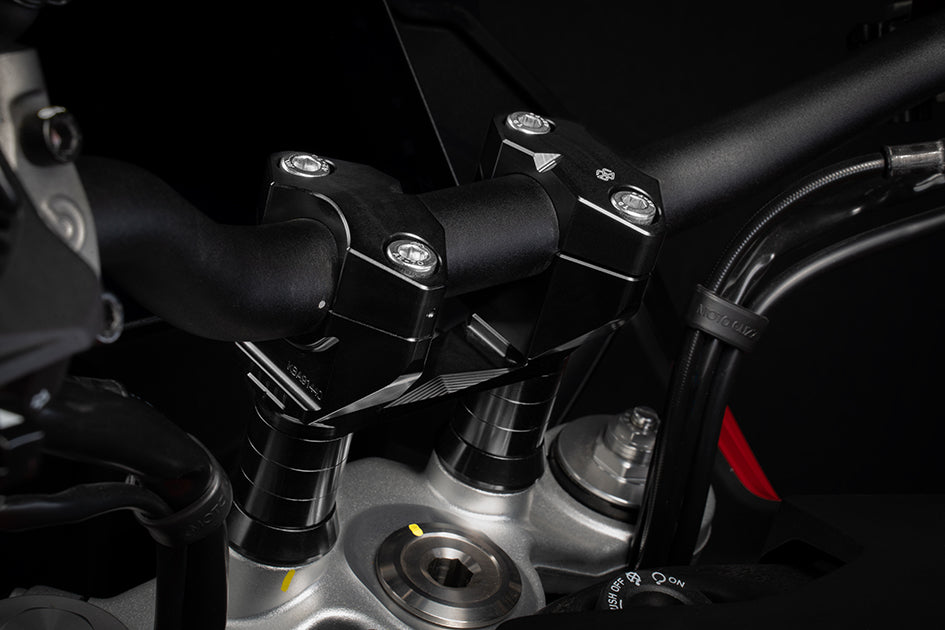 Gilles Adjustable Handlebar Risers, Black – Moto Guzzi V100 Mandello / S 2023–2026