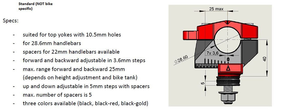Gilles Adjustable Handlebar Risers, Black - 0 (2DGT-02-14-B)